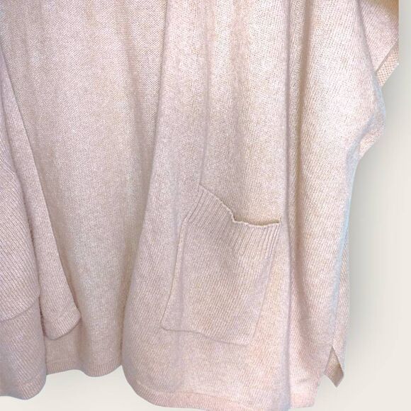 Nordstrom Womens Ruana Sweater One Size Cashmere Cardigan Knit Camel Pockets - Picture 6 of 9